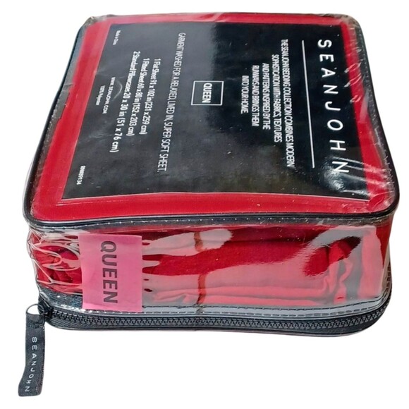 Sean John Ruby Red Garment Washed Super Soft Queen Sheet Set - New in Package - Picture 3 of 3